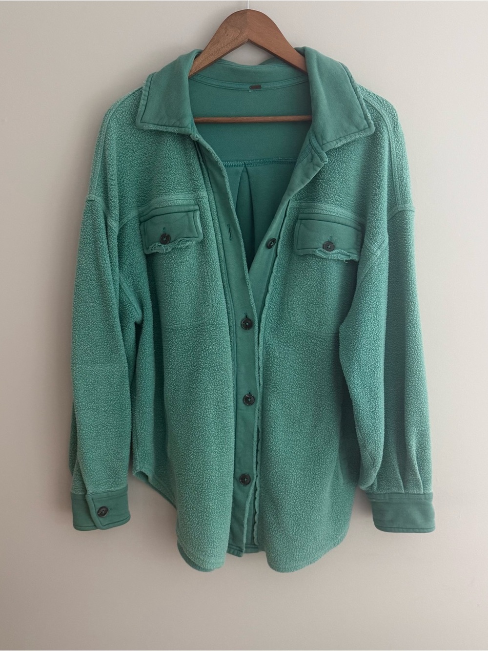 Free People Ruby Jacket Seafoam Green Women Boho Fall Sweater Fleece Button Up